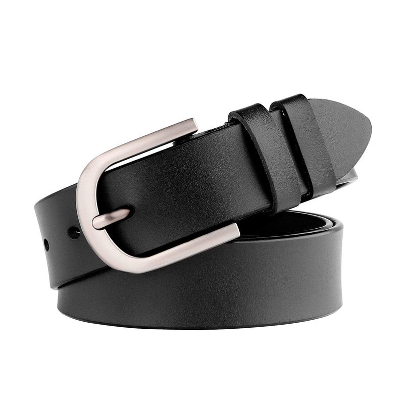 WHIPPY Women Leather Belt for Jeans Pants Dresses Black Ladies Waist Belt with Pin Buckle M - Image 1